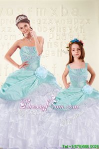 Sumptuous Aqua Blue Ball Gowns Organza and Taffeta Sweetheart Sleeveless Ruffled Layers Floor Length Lace Up Ball Gown Prom Dress