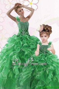 Graceful Sleeveless Beading and Ruffles Lace Up Vestidos de Quinceanera