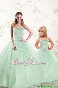 Vintage Apple Green Sweetheart Lace Up Beading Quinceanera Gown Sleeveless
