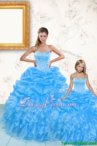 Ideal Floor Length Ball Gowns Sleeveless Baby Blue Quinceanera Dress Lace Up