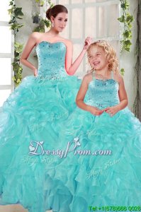 Sexy Sleeveless Lace Up Floor Length Beading and Ruffles Quinceanera Dresses