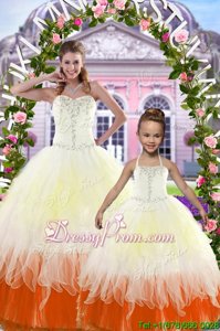 Excellent Multi-color Sweetheart Lace Up Beading Quinceanera Dress Sleeveless