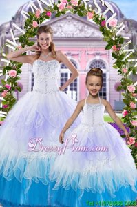 Enchanting Beading Sweet 16 Dress Multi-color Lace Up Sleeveless Floor Length