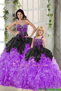 High End Sweetheart Sleeveless Organza Quinceanera Dress Beading and Ruffles Lace Up