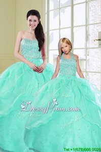 Flirting Floor Length Turquoise Sweet 16 Dresses Sweetheart Sleeveless Lace Up