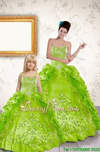 Flare Yellow Green Sleeveless Taffeta Lace Up Quinceanera Gowns forMilitary Ball and Sweet 16 and Quinceanera
