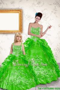 Best Selling Sweetheart Sleeveless Lace Up 15 Quinceanera Dress Spring Green Taffeta