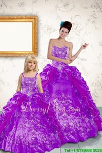 Dynamic Purple Lace Up Sweet 16 Dresses Beading and Embroidery and Pick Ups Sleeveless Floor Length
