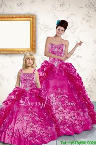 Noble Floor Length Lace Up Sweet 16 Dress Fuchsia and In forMilitary Ball and Sweet 16 and Quinceanera withBeading and Appliques and Pick Ups