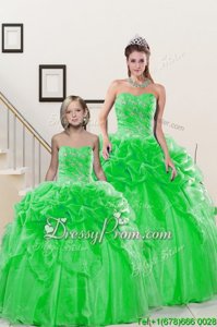 Eye-catching Sweetheart Sleeveless Organza Quinceanera Gowns Beading and Pick Ups Lace Up
