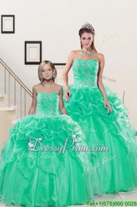 Sexy Floor Length Turquoise Quinceanera Dress Sweetheart Sleeveless Lace Up