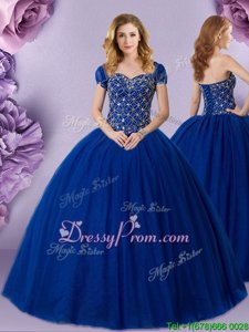 Vintage Sleeveless Beading Lace Up Ball Gown Prom Dress