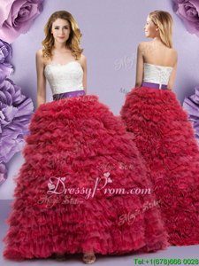 Charming Wine Red Sleeveless Tulle Lace Up Sweet 16 Dress forMilitary Ball and Sweet 16 and Quinceanera