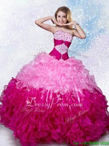Discount Multi-color Strapless Lace Up Beading Quinceanera Gowns Sleeveless