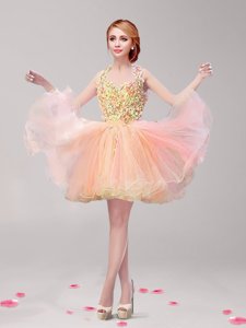 Multi-color Halter Top Backless Ruffles and Hand Made Flower Prom Dresses Sleeveless