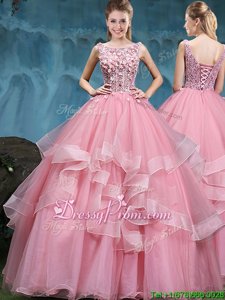 Best Selling Floor Length Ball Gowns Sleeveless Baby Pink Sweet 16 Quinceanera Dress Lace Up