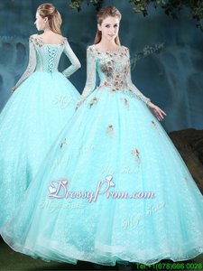 Smart Long Sleeves Appliques Lace Up Quince Ball Gowns