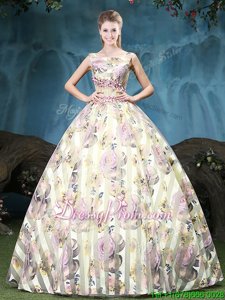 Sumptuous Straps Sleeveless Tulle Quinceanera Gown Appliques and Pattern Lace Up