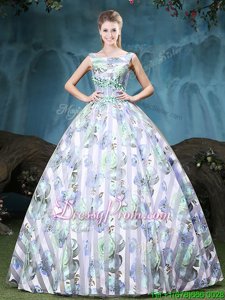 Adorable Sleeveless Lace Up Floor Length Appliques and Pattern Sweet 16 Dresses
