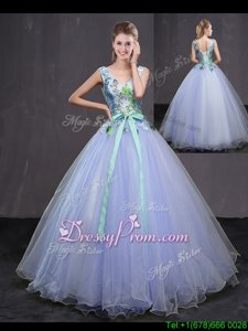 Edgy Ball Gowns Sweet 16 Dress Lavender Tulle Sleeveless Floor Length Lace Up