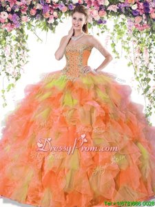 Fantastic Sleeveless Beading and Ruffles Lace Up 15th Birthday Dress