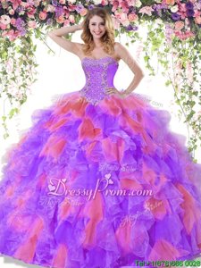 Discount Multi-color Sweetheart Lace Up Beading Quinceanera Dress Sleeveless