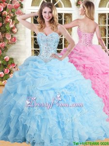Vintage Sweetheart Sleeveless Tulle Quinceanera Dress Beading and Appliques and Ruffles and Pick Ups Lace Up
