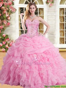 Best Selling Spring and Summer and Fall and Winter Tulle Sleeveless Floor Length Sweet 16 Dress andAppliques and Ruffles and Pick Ups