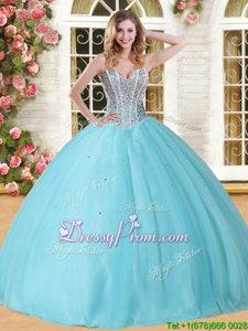 Fashion Floor Length Baby Blue Vestidos de Quinceanera Sweetheart Sleeveless Lace Up