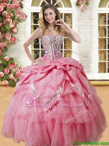Lovely Floor Length Ball Gowns Sleeveless Baby Pink Quinceanera Gown Lace Up