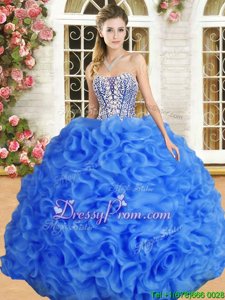 Enchanting Ball Gowns 15 Quinceanera Dress Royal Blue Sweetheart Organza Sleeveless Floor Length Lace Up