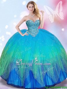 Nice Beading Quinceanera Dresses Multi-color Lace Up Sleeveless