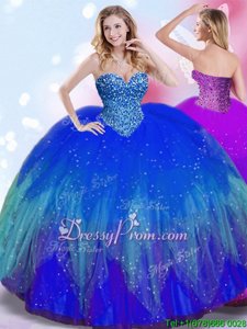 Beautiful Royal Blue Sweetheart Neckline Beading Quinceanera Dresses Sleeveless Lace Up