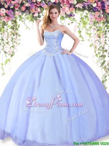 Decent Sweetheart Sleeveless Lace Up Ball Gown Prom Dress Lavender Tulle