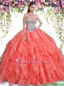 Luxurious Organza Sleeveless Floor Length Quinceanera Gowns andBeading and Ruffles