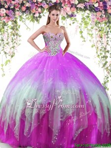 Deluxe Multi-color Sweet 16 Dress Military Ball and Sweet 16 and Quinceanera and For withBeading Sweetheart Sleeveless Lace Up