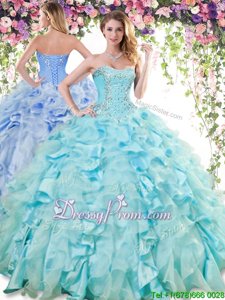 Graceful Sleeveless Lace Up Floor Length Ruffles 15th Birthday Dress