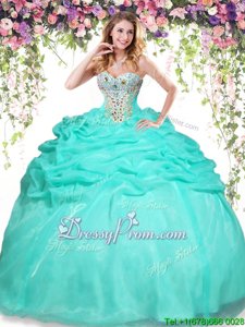 Lovely Apple Green Quinceanera Dress Military Ball and Sweet 16 and Quinceanera and For withBeading and Pick Ups Sweetheart Sleeveless Lace Up