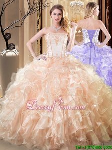 Wonderful Sleeveless Embroidery and Ruffles Lace Up Quinceanera Dresses