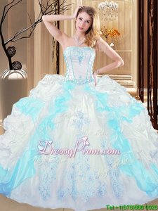 Colorful Spring and Summer and Fall and Winter Organza Sleeveless Floor Length Sweet 16 Dresses andEmbroidery and Ruffled Layers