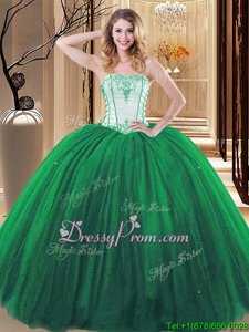 Shining Floor Length Lace Up Quinceanera Dresses Green and Purple and In forMilitary Ball and Sweet 16 and Quinceanera withEmbroidery