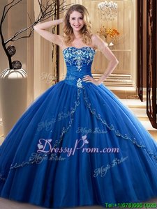 Captivating Floor Length Ball Gowns Sleeveless Royal Blue Sweet 16 Quinceanera Dress Lace Up
