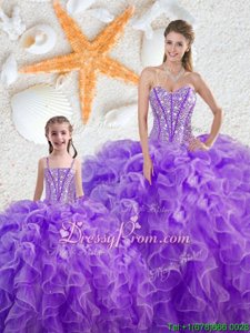 Sleeveless Beading and Ruffles Lace Up Sweet 16 Dresses