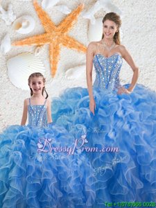 Sleeveless Beading and Ruffles Lace Up Quinceanera Gown