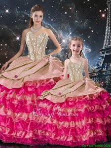 Glorious Multi-color Quince Ball Gowns Military Ball and Sweet 16 and Quinceanera and For withBeading and Ruffles Sweetheart Sleeveless Lace Up