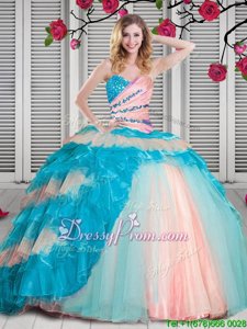 New Arrival Sweetheart Sleeveless Lace Up Vestidos de Quinceanera Multi-color Organza
