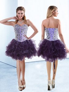Clearance Purple Dress for Prom Prom and Party and For with Beading and Ruffles Sweetheart Sleeveless Lace Up