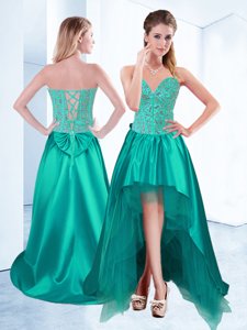 Perfect Turquoise Sweetheart Lace Up Beading Dress for Prom Sleeveless