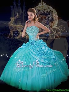 New Arrival Blue Sleeveless Taffeta and Tulle Lace Up 15th Birthday Dress forMilitary Ball and Sweet 16 and Quinceanera