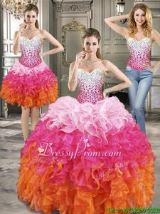 Lovely Multi-color Sweetheart Neckline Beading Quinceanera Dresses withJewelry Sleeveless Lace Up